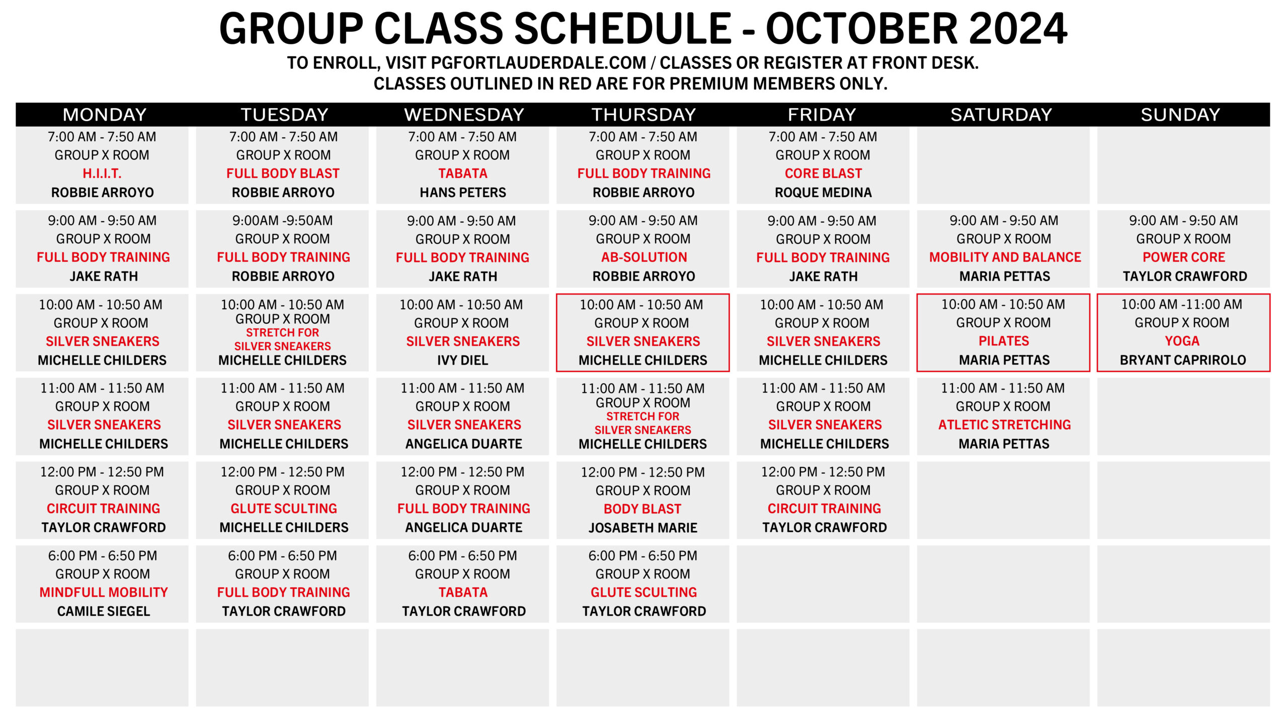 Group Classes Schedule